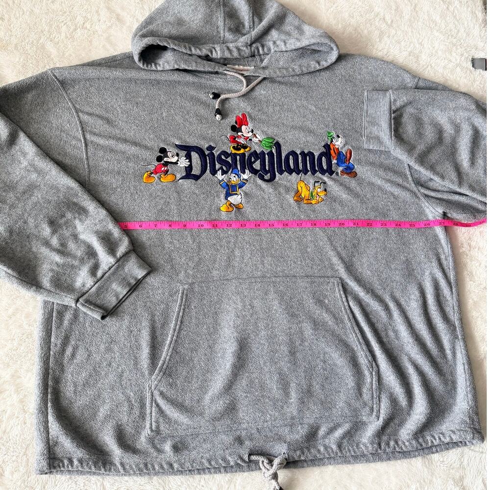 Y2K Disneyland Mickey Friends Embroidered Terry Hoodie Oversized XXL Gray